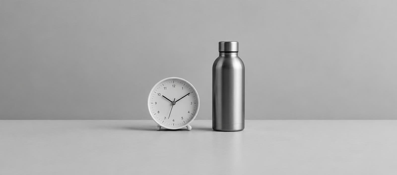 Glass of water and hourglass