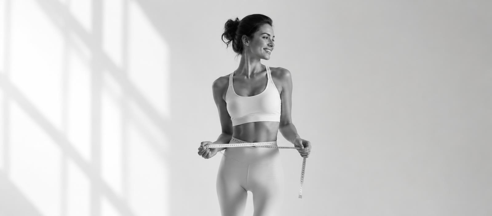 Healthy woman with tape measure